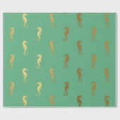 Glam Gold Seahorse Mint Green Nautical Yacht Club Cadeaupapier (Vlak)