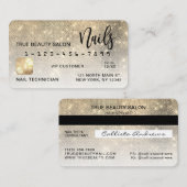 Glam Gold Sequin Glitter Credit Kaart Nail Tech Visitekaartje (Voorkant / Achterkant)