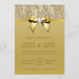 Glam Gold Sequins en Bow Bruiloft Kaart