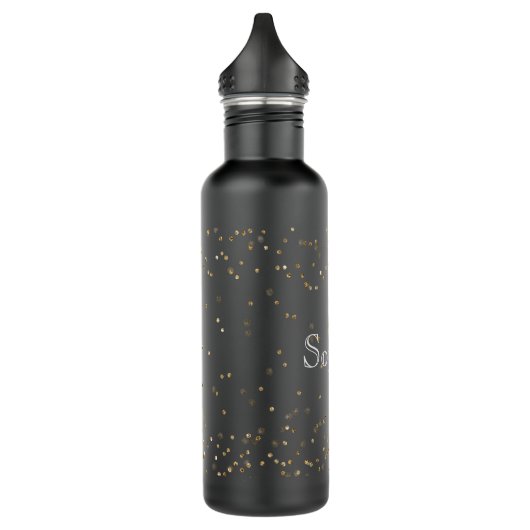 Glam Gold Sparkle Confetti gepersonaliseerd Waterfles (Links)
