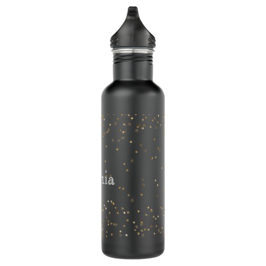 Glam Gold Sparkle Confetti gepersonaliseerd Waterfles (Rechts)