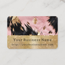 Glam Gold Sparkle Roze Zwart Koeienhuid Visitekaartje