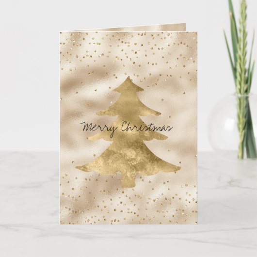 Glam Gold Sparkle-Stippen kerstboom Kaart (Voorkant)