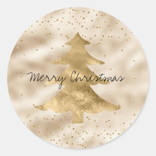  Glam Gold Sparkle-Stippen kerstboom       Ronde Sticker (Voorkant)
