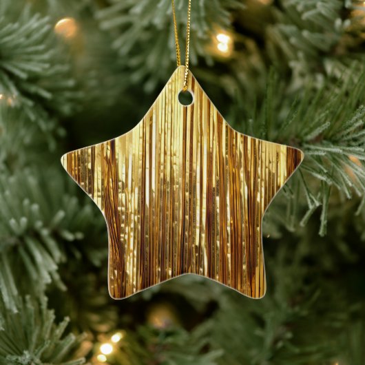 Glam Gold Sparkle Stripes Bruiloft Keramisch Ornament (Boom)