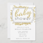 Glam Gold Sparkle Zwart-wit Baby shower Kaart (Voorkant)