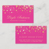 Glam Gold Stippen Decor - Trendy Girly Hot Pink Visitekaartje (Voorkant / Achterkant)