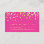 Glam Gold Stippen Decor - Trendy Girly Hot Pink Visitekaartje (Achterkant)