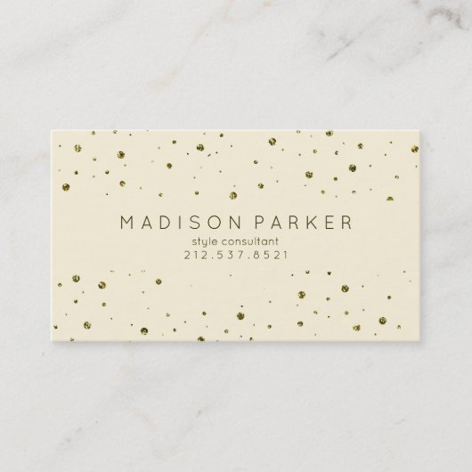 Glam Gold-Stippen op Ecru Visitekaartje (Voorkant)