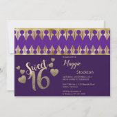 Glam Gold Sweet 16 Uitnodiging (Voorkant)