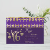 Glam Gold Sweet 16 Uitnodiging (Staand voorkant)