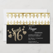 Glam Gold Sweet 16 Uitnodiging (Voorkant)