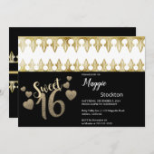 Glam Gold Sweet 16 Uitnodiging (Voorkant / Achterkant)