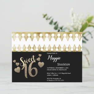Glam Gold Sweet 16 Uitnodiging