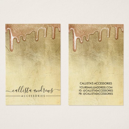 Glam Gold Thick Glitter Drift Ketting Display Visitekaartje (Voorkant /achterkant)