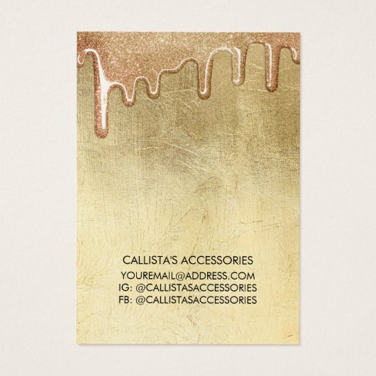 Glam Gold Thick Glitter Drift Ketting Display Visitekaartje (Achterkant)