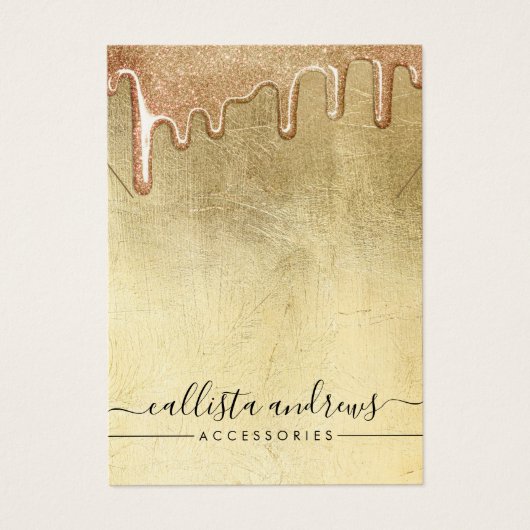 Glam Gold Thick Glitter Drift Ketting Display Visitekaartje (Voorkant)