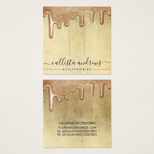 Glam Gold Thick Glitter drukt haarklemscherm af Vierkante Visitekaartjes (Voorkant /achterkant)