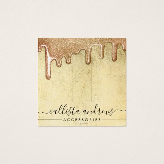 Glam Gold Thick Glitter drukt haarklemscherm af Vierkante Visitekaartjes (Voorkant)