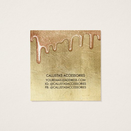 Glam Gold Thick Glitter drukt haarklemscherm af Vierkante Visitekaartjes (Achterkant)