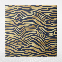 Glam Gold Tiger Print Marineblauw Tegeltje