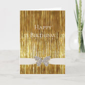 Glam Gold Tinsel met juwelen vlinder Kaart (Voorkant)