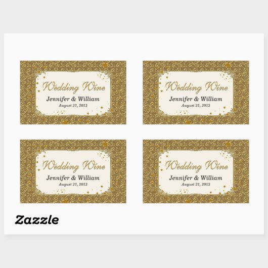 Glam Gold Tone Bruiloft Wijnfles Label (Vel)