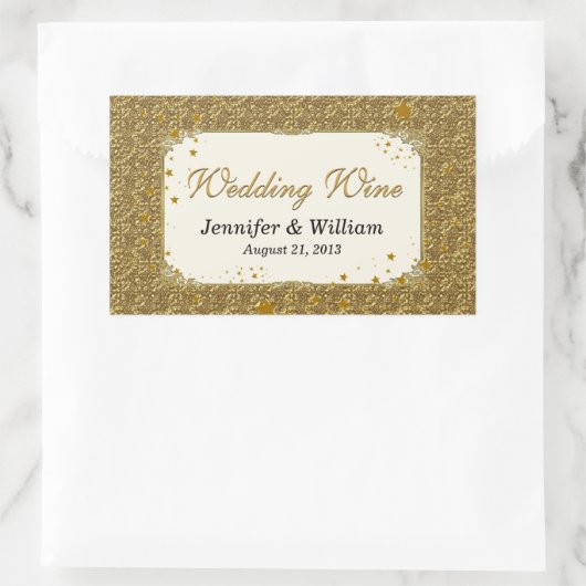 Glam Gold Tone Bruiloft Wijnfles Label (Tas)