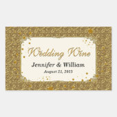 Glam Gold Tone Bruiloft Wijnfles Label (Voorkant)