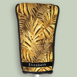 Glam Gold Tropical Leaves Personalized Golfheadcover