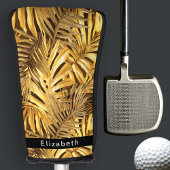 Glam Gold Tropical Leaves Personalized Golfheadcover