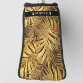 Glam Gold Tropical Leaves Personalized Golfheadcover (Draai 90)