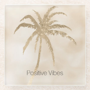 Glam Gold Tropical Palm Ombre Glazen Onderzetter