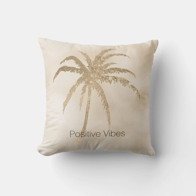 Glam Gold Tropical Palm Ombre Kussen (Voorkant)