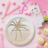 Glam Gold Tropical Palm Ombre Papieren Bordje (Feest)