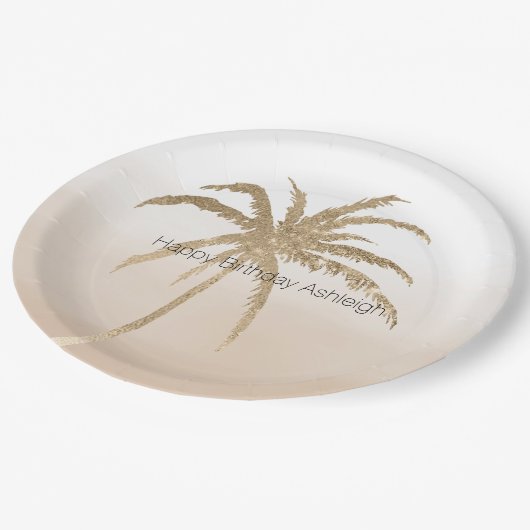 Glam Gold Tropical Palm Ombre Papieren Bordje (Gekanteld)