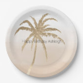 Glam Gold Tropical Palm Ombre Papieren Bordje (Voorkant)