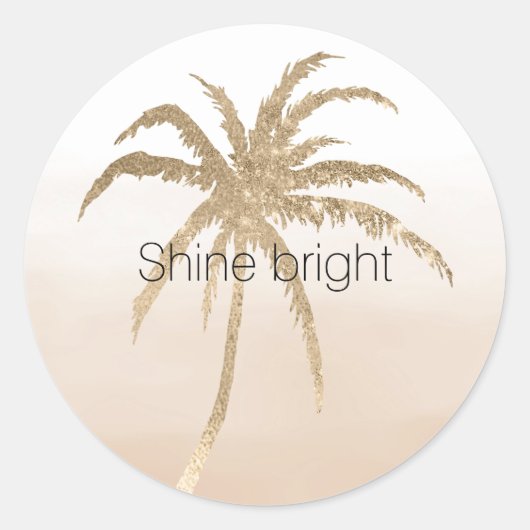 Glam Gold Tropical Palm Ombre Ronde Sticker (Voorkant)