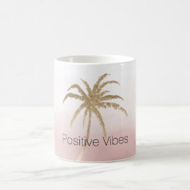 Glam Gold Tropical Palm Pink ombre Koffiemok