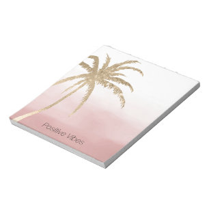 Glam Gold Tropical Palm Pink ombre Notitieblok