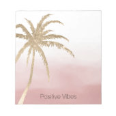 Glam Gold Tropical Palm Pink ombre Notitieblok (Voorkant)