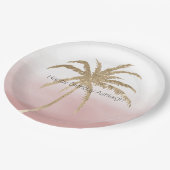Glam Gold Tropical Palm Pink ombre Papieren Bordje (Gekanteld)