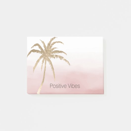 Glam Gold Tropical Palm Pink ombre Post-it® Notes (Voorkant)