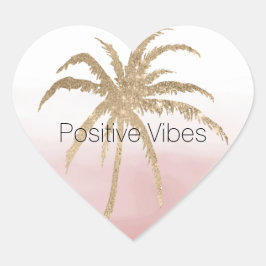 Glam Gold Tropical Palm Pink ombre Ronde Sticker