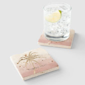 Glam Gold Tropical Palm Pink ombre Stenen Onderzetter (Zijkant)