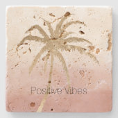 Glam Gold Tropical Palm Pink ombre Stenen Onderzetter (Voorkant)