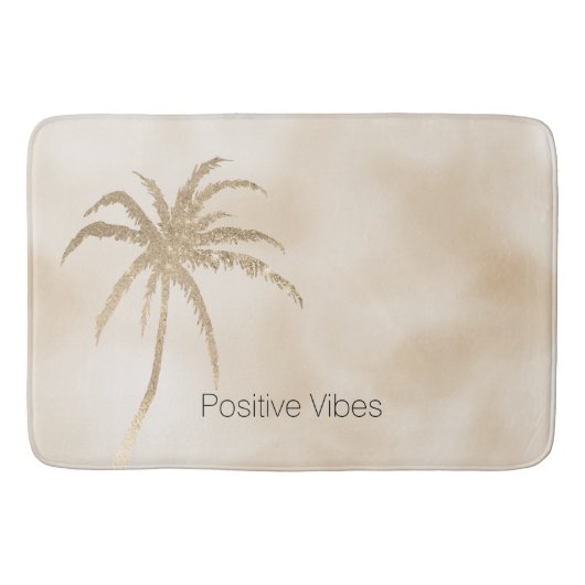 Glam Gold Tropical Palm Tree Ombre Badmat (Voorkant)