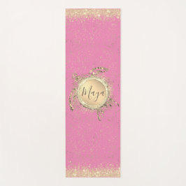 Glam Gold Turtle Sterren op Roze Gepersonaliseerd Yogamat