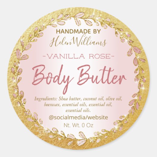 Glam Gold Verfrommelde Folie Body Butter Labels (Voorkant)