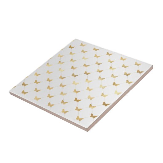 Glam Gold Vlinders Wit Tegeltje (Zijkant)